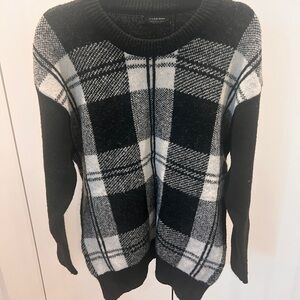 Zara Monochrome Checkered Crewneck Sweater